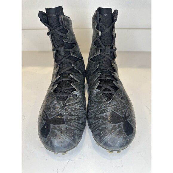 Under Armour Men’s Football Cleats Size 9.5 Black Gray High Top Molded Studs UA - Picture 3 of 9